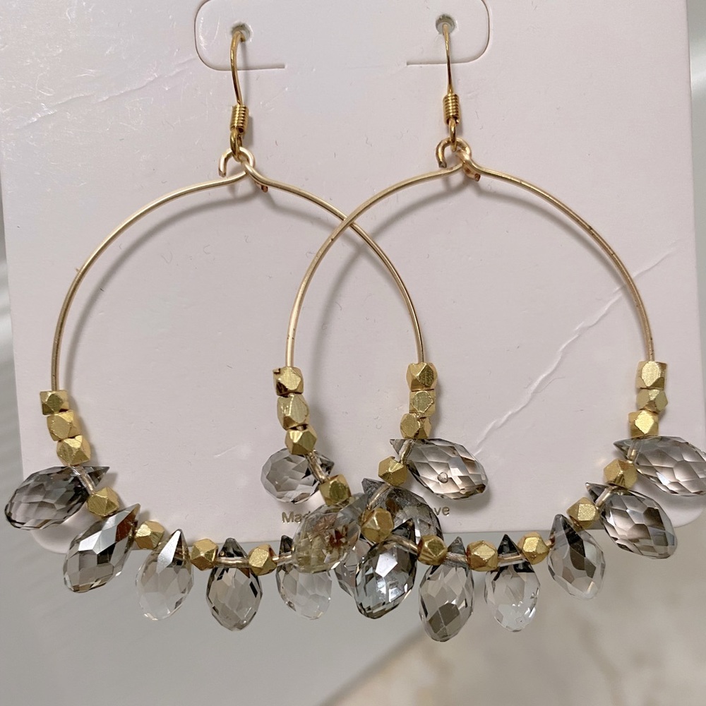 BRAND NEW Gemelli Carson Smoke Crystal Hoop Earrings